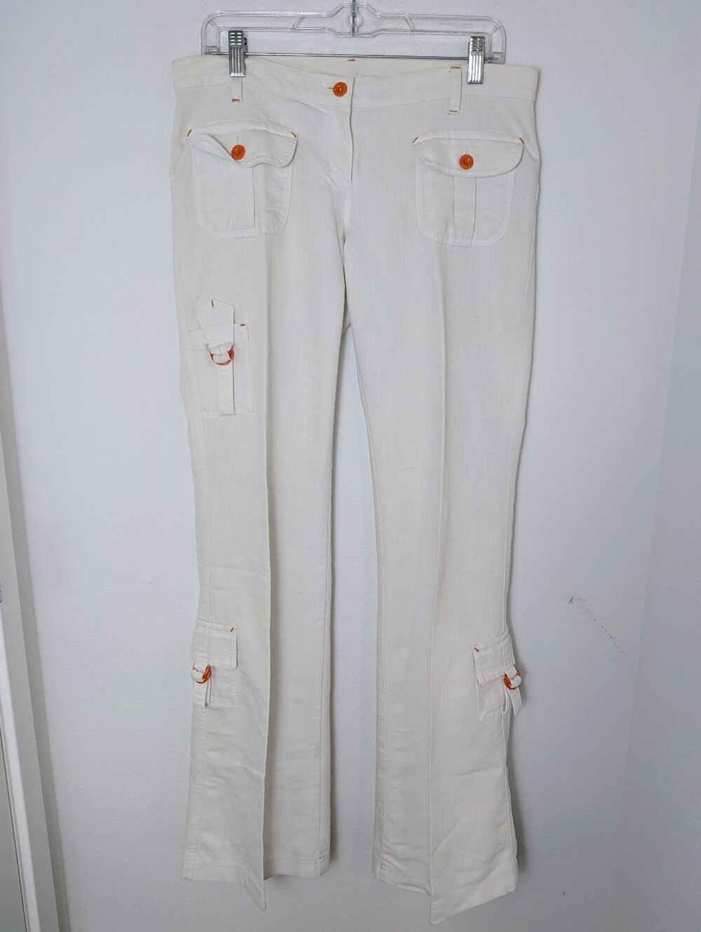 Promise Cream Cargo Pants Pockets Low Waist Size L Pockets Y2K Retro 90s